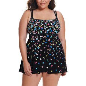 Longitude Swimsuit Dress Size 22 One Piece Tummy Control Long Torso Whimsigoth